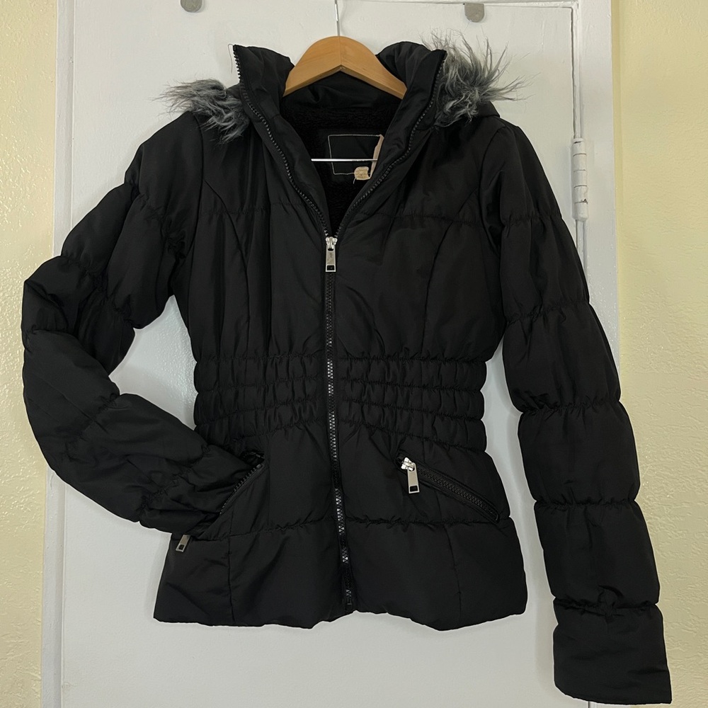 Maralyn & Me Faux-Fur-Trim Hooded Puffer Coat Gently used Sz S - Picture 3 of 9